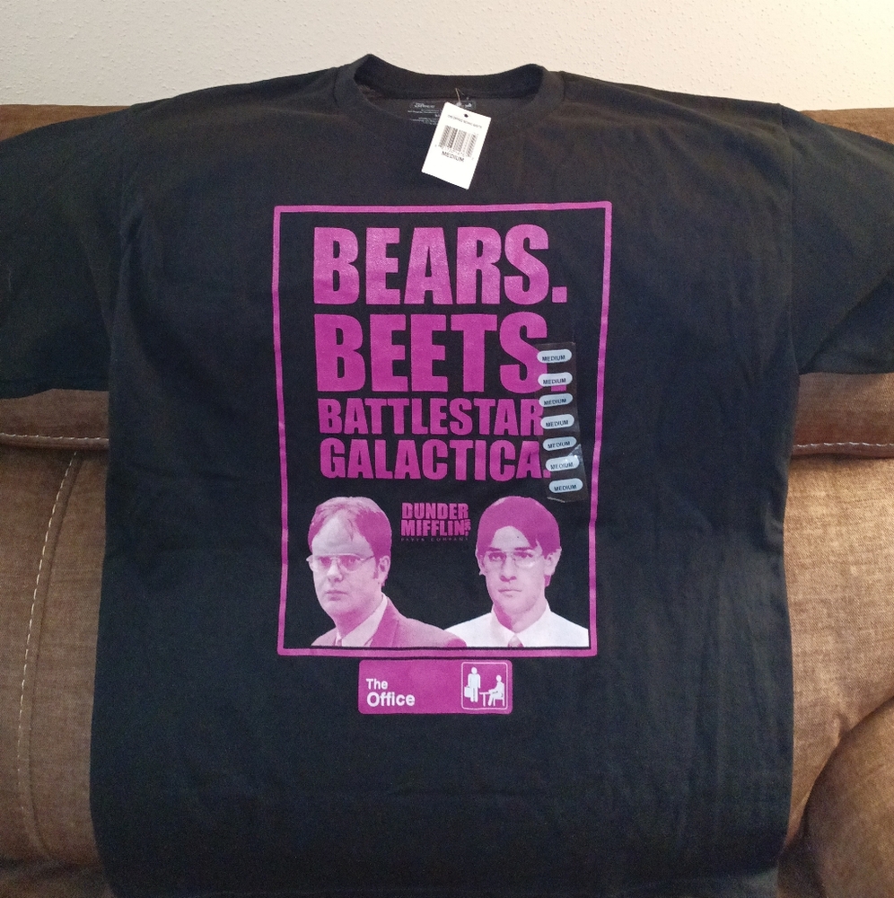 The Office Black T-Shirt with Pink Graphic Print
